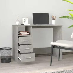 vidaXL Bureau met lades 102x50x76 cm bewerkt hout betongrijs