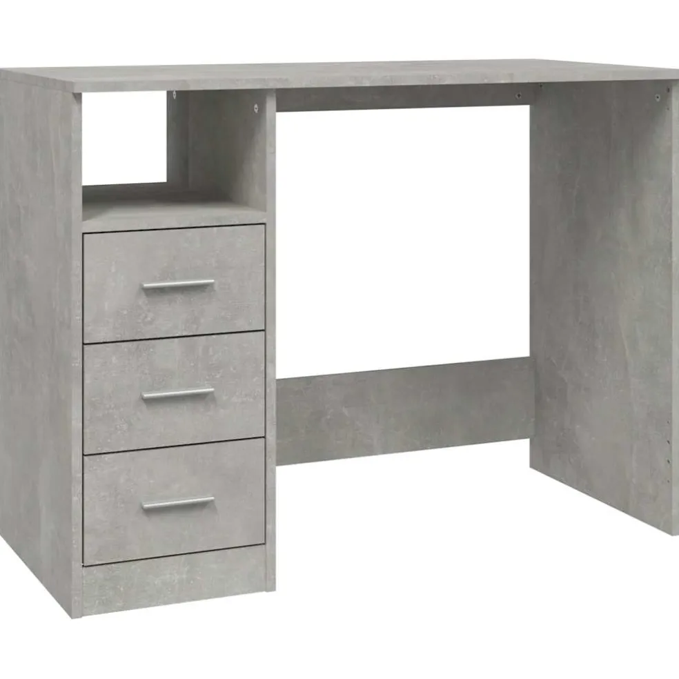 vidaXL Bureau met lades 102x50x76 cm bewerkt hout betongrijs