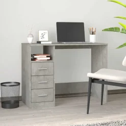 vidaXL Bureau met lades 102x50x76 cm bewerkt hout betongrijs