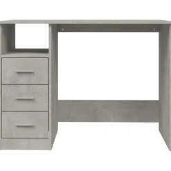 vidaXL Bureau met lades 102x50x76 cm bewerkt hout betongrijs
