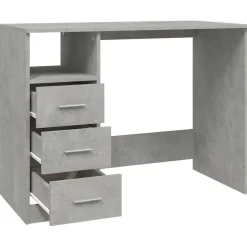 vidaXL Bureau met lades 102x50x76 cm bewerkt hout betongrijs