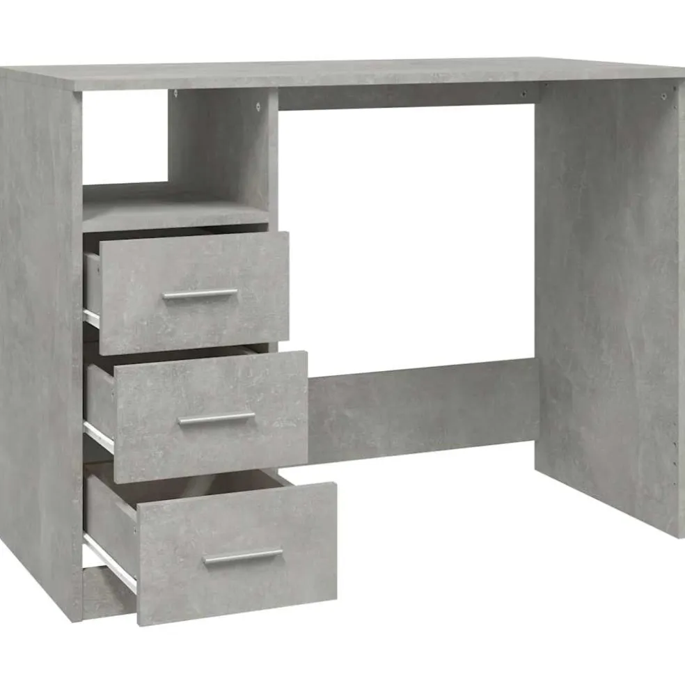 vidaXL Bureau met lades 102x50x76 cm bewerkt hout betongrijs
