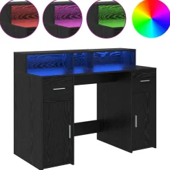 vidaXL Bureau met lade Zwart eiken 120 x 55 x 91 cm Bewerkt hout