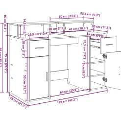 vidaXL Bureau met lade Zwart eiken 120 x 55 x 91 cm Bewerkt hout