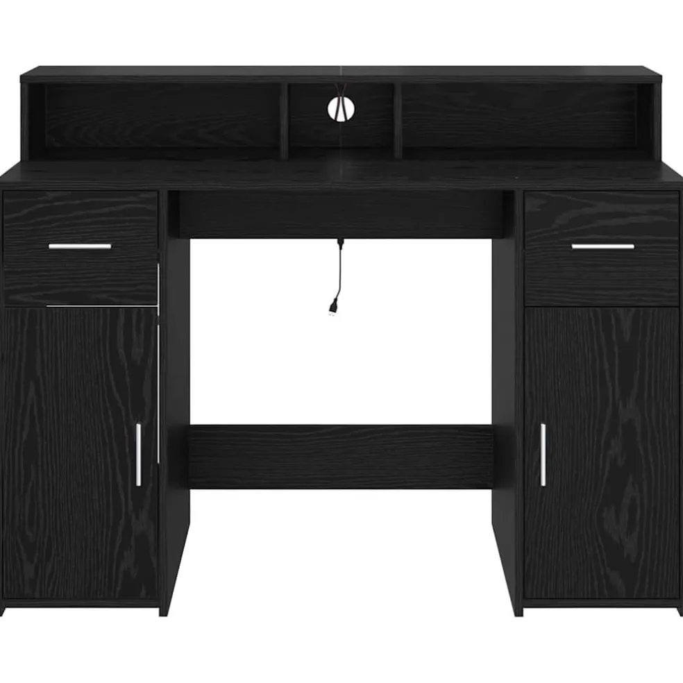 vidaXL Bureau met lade Zwart eiken 120 x 55 x 91 cm Bewerkt hout