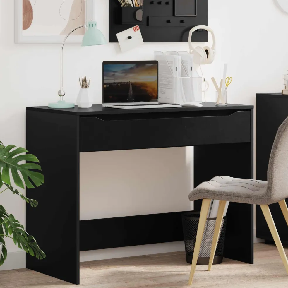 vidaXL Bureau met lade Zwart 100 x 50 x 78 cm Geconstrueerd hout