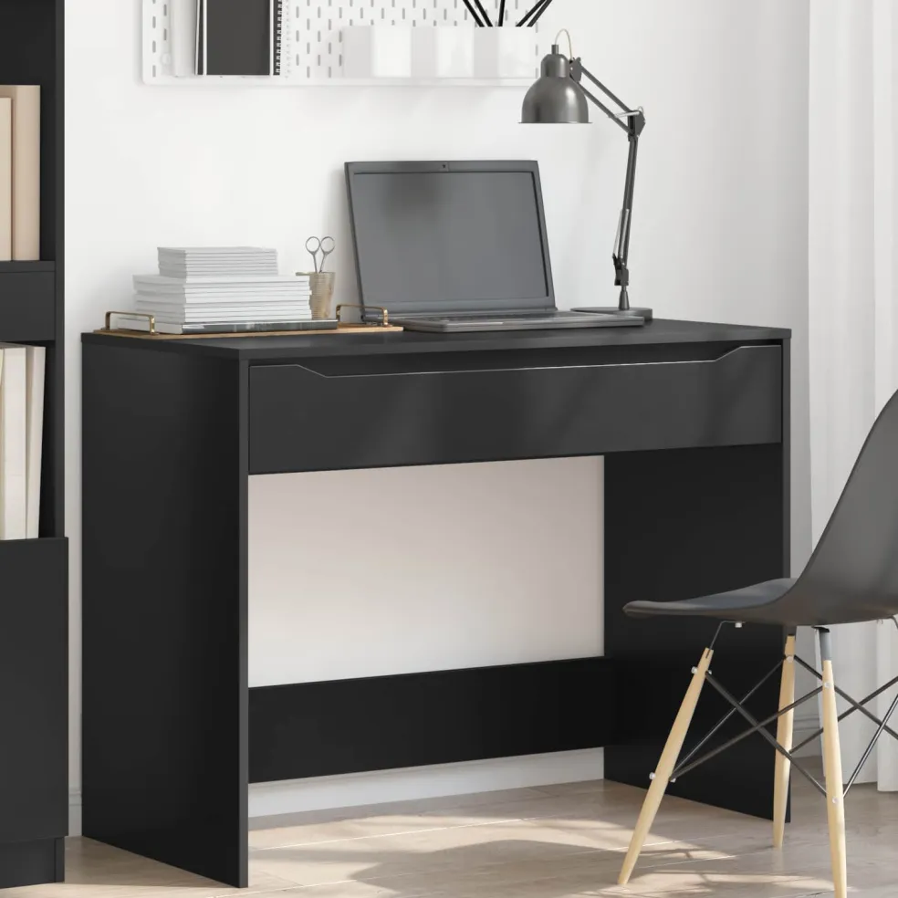 vidaXL Bureau met lade Zwart 100 x 50 x 78 cm Geconstrueerd hout