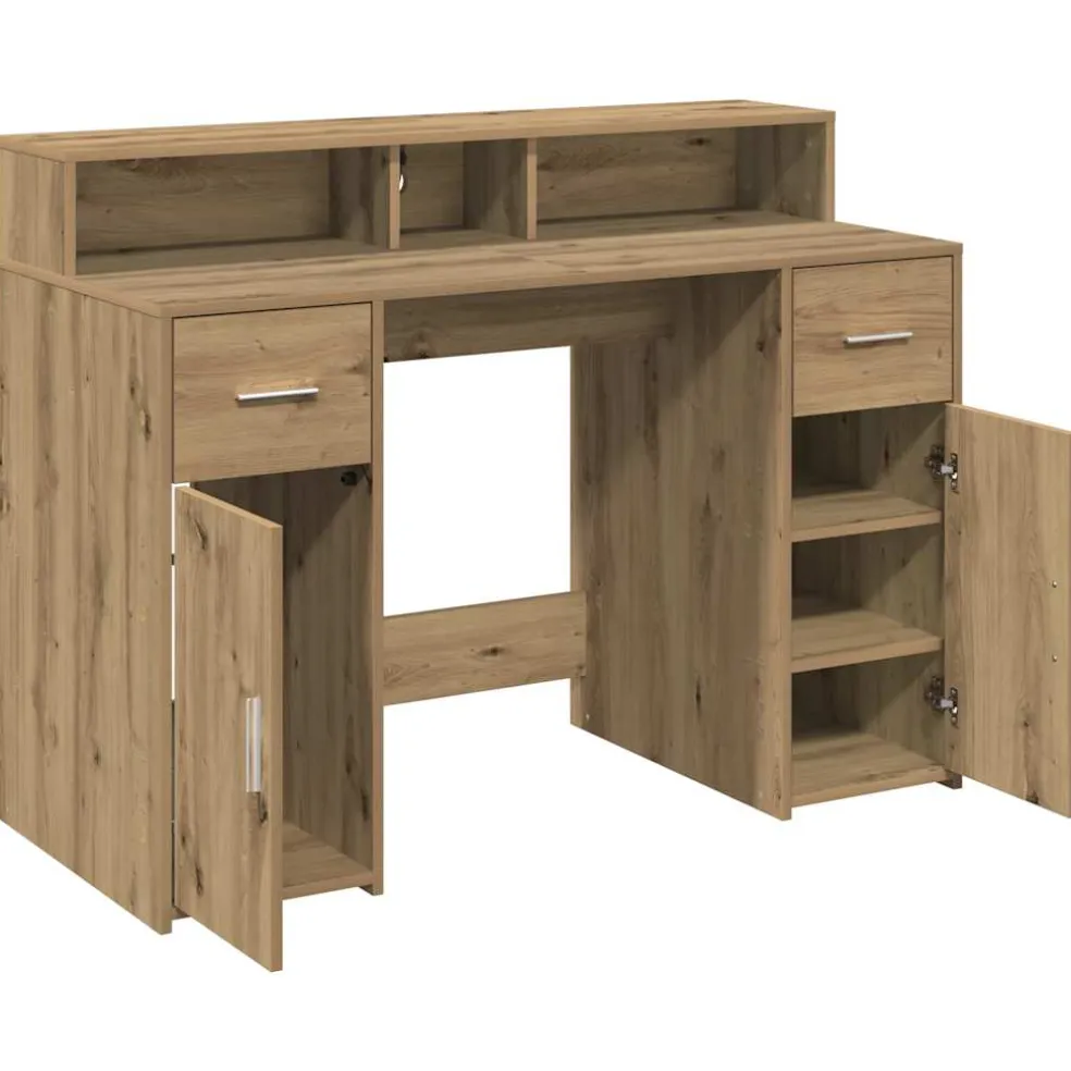 vidaXL Bureau met LED-verlichting 120x55x91 cm hout artisanaal eiken