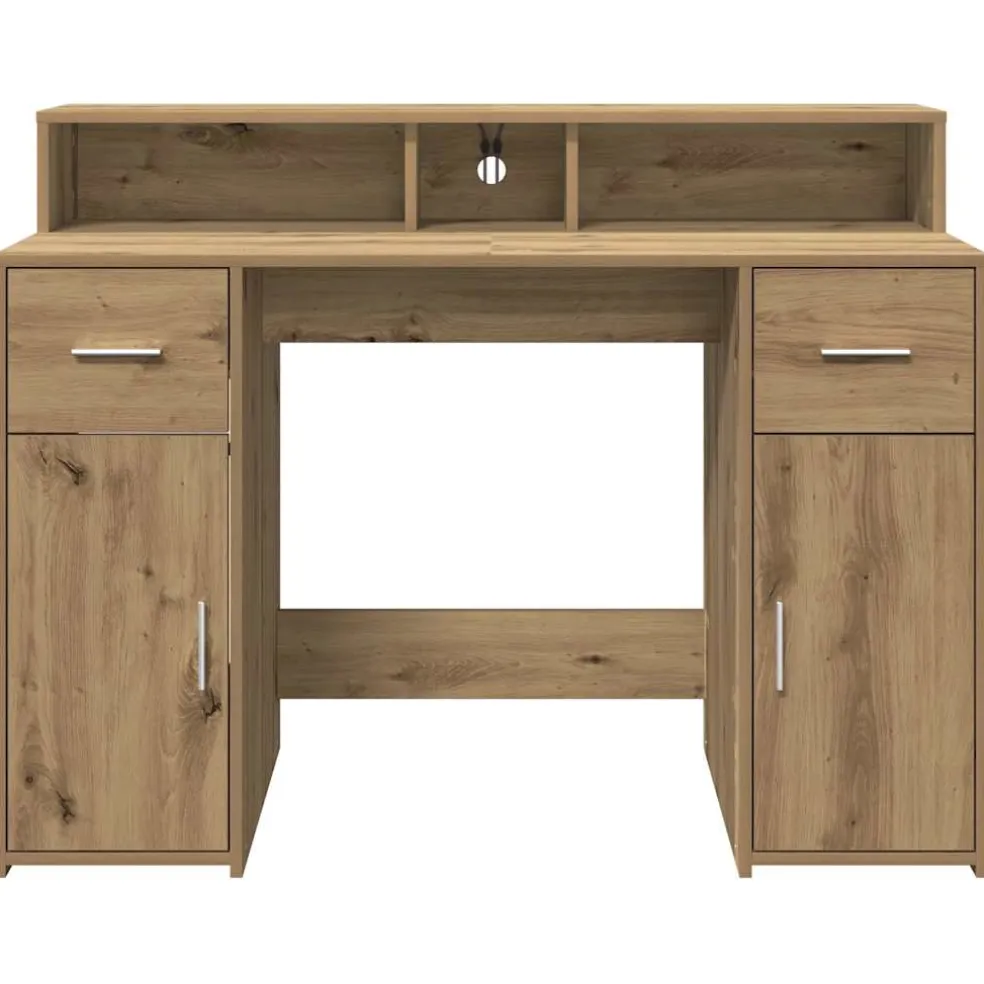 vidaXL Bureau met LED-verlichting 120x55x91 cm hout artisanaal eiken