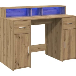 vidaXL Bureau met LED-verlichting 120x55x91 cm hout artisanaal eiken