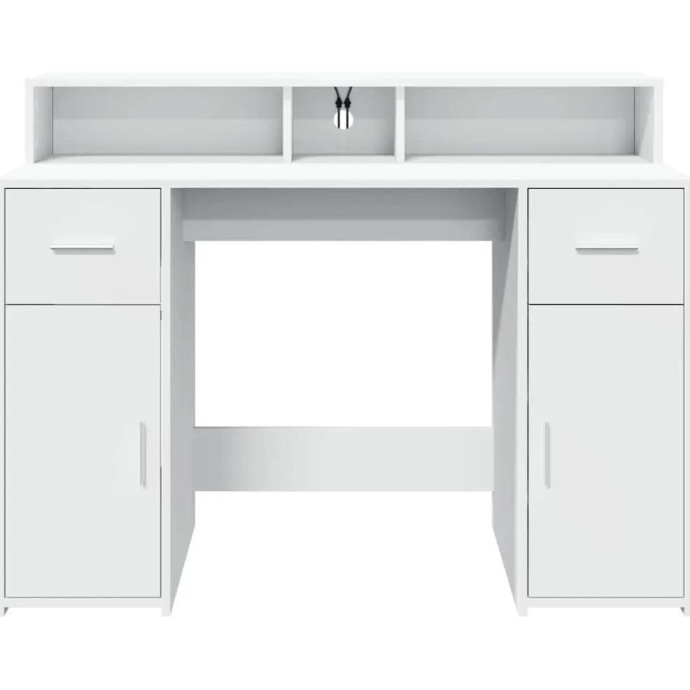 vidaXL Bureau met LED-verlichting 120x55x91 cm bewerkt hout wit
