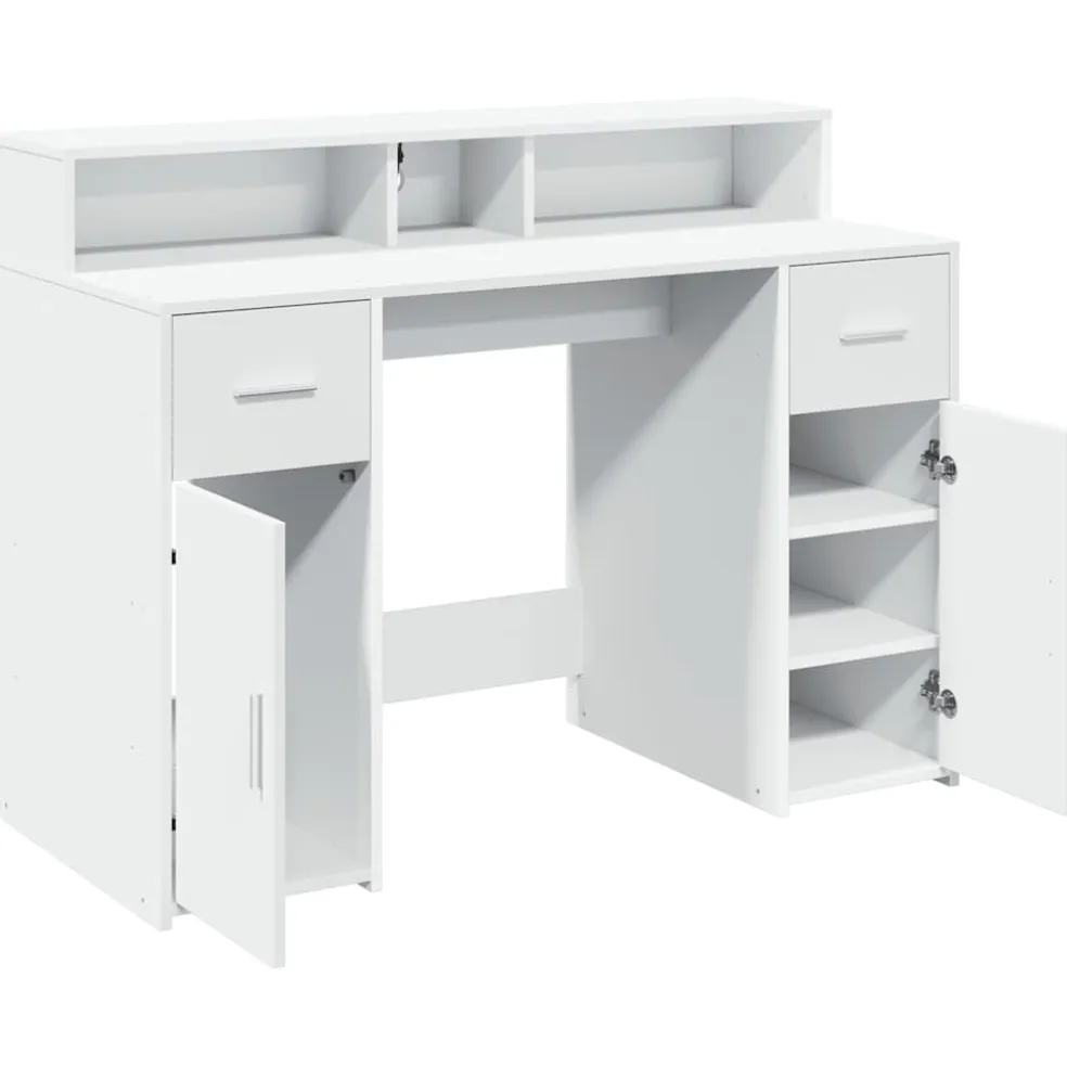 vidaXL Bureau met LED-verlichting 120x55x91 cm bewerkt hout wit