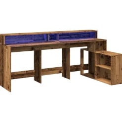 vidaXL Bureau met LED-verlichting 200x104x91 cm bewerkt hout oud hout
