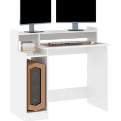 vidaXL Bureau met LED-verlichting 97x45x90 cm bewerkt hout wit