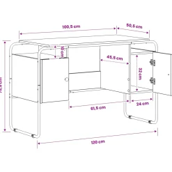 vidaXL Bureau met opbergruimte Artisanaal eiken 120 x 50.5 x 75.5 cm