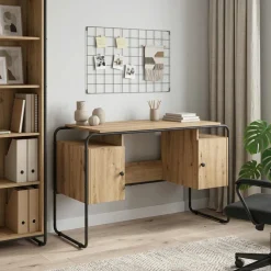 vidaXL Bureau met opbergruimte Artisanaal eiken 120 x 50.5 x 75.5 cm