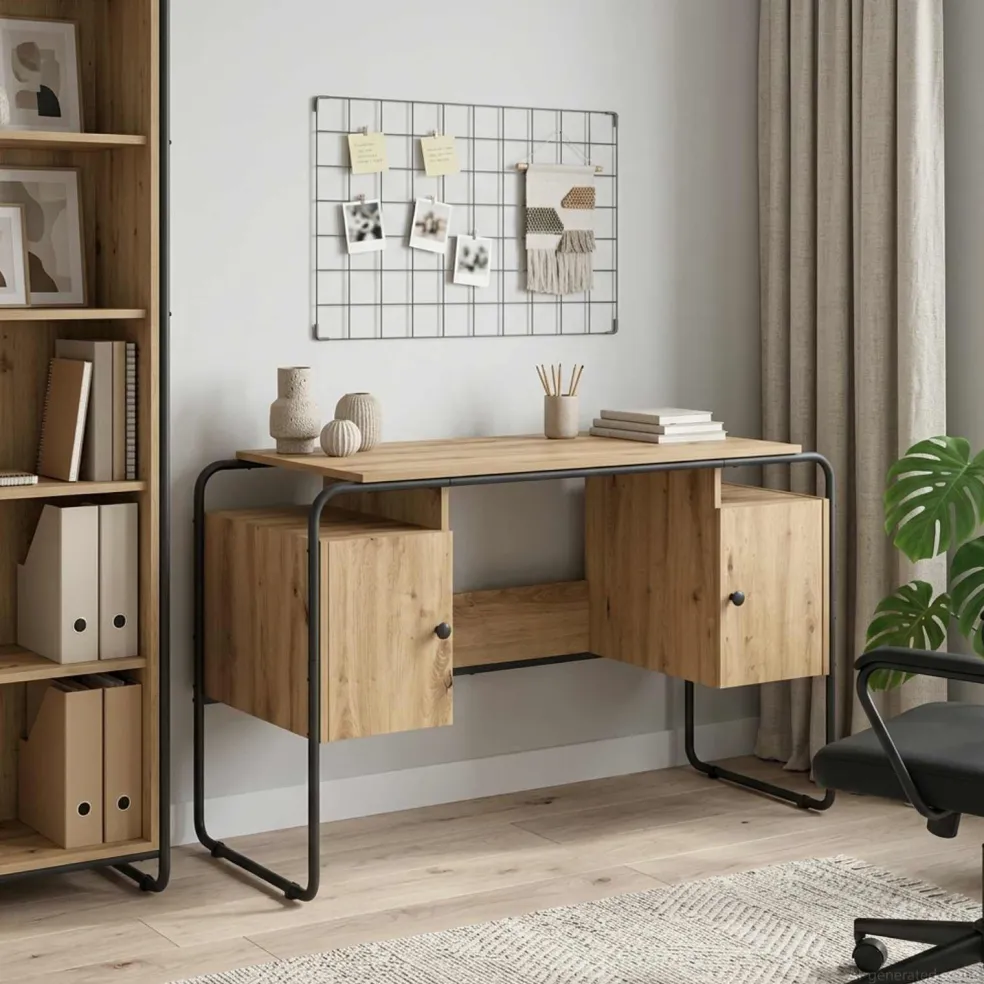 vidaXL Bureau met opbergruimte Artisanaal eiken 120 x 50.5 x 75.5 cm