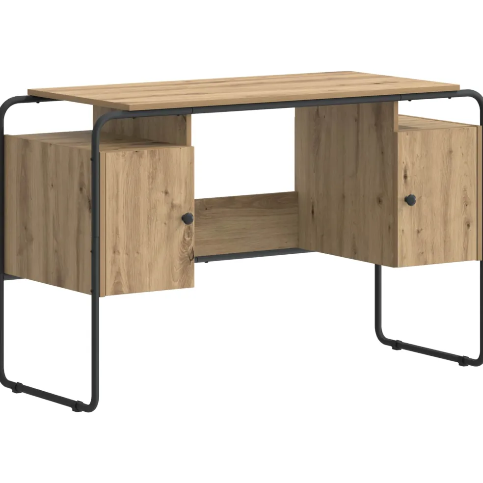 vidaXL Bureau met opbergruimte Artisanaal eiken 120 x 50.5 x 75.5 cm