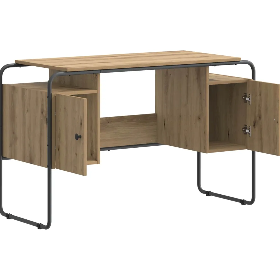 vidaXL Bureau met opbergruimte Artisanaal eiken 120 x 50.5 x 75.5 cm