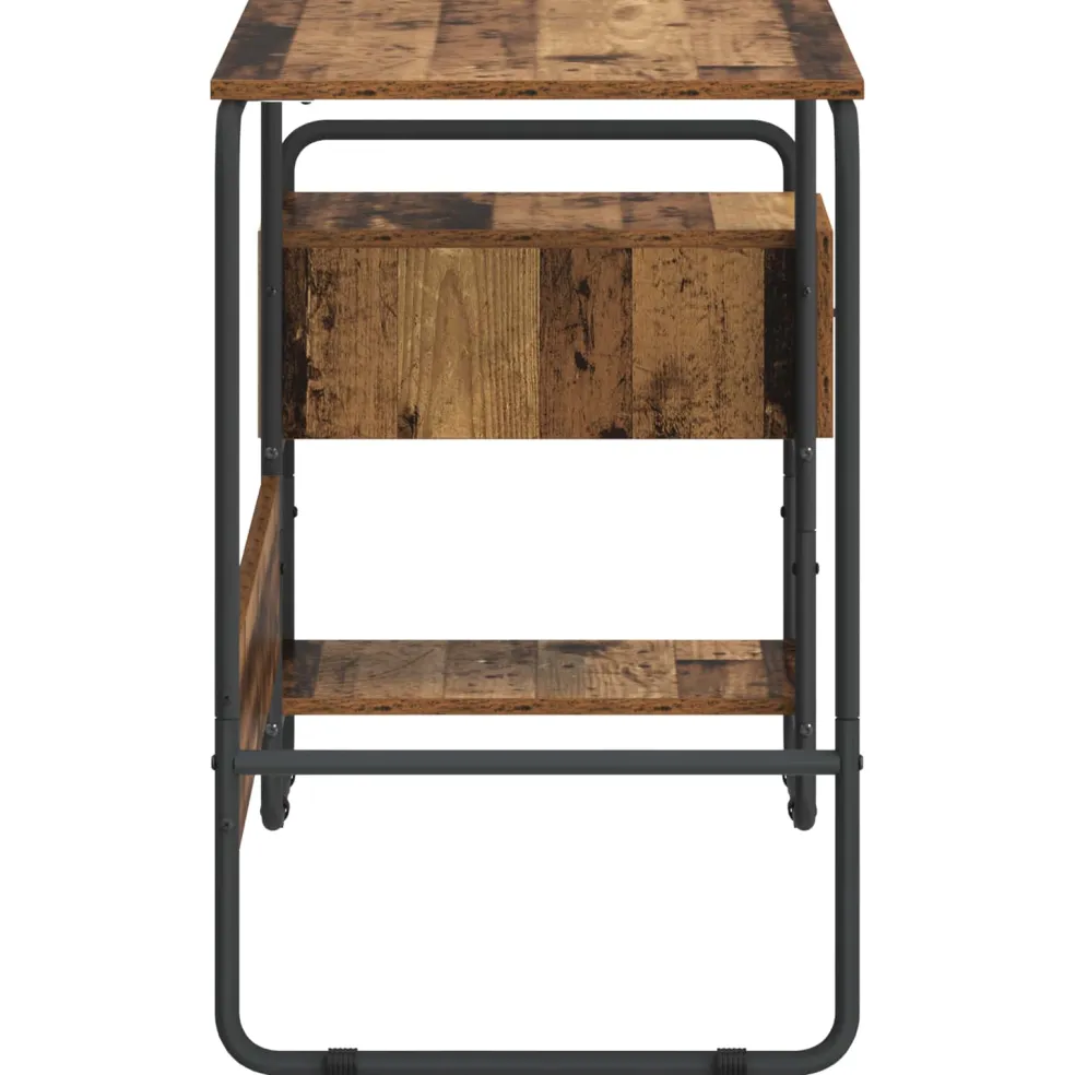 vidaXL Bureau met opbergruimte Oud hout 131,5 x 50 x 75,5 cm