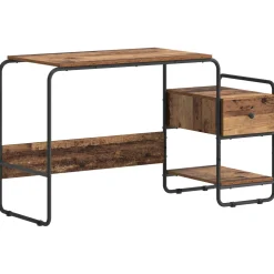 vidaXL Bureau met opbergruimte Oud hout 131,5 x 50 x 75,5 cm