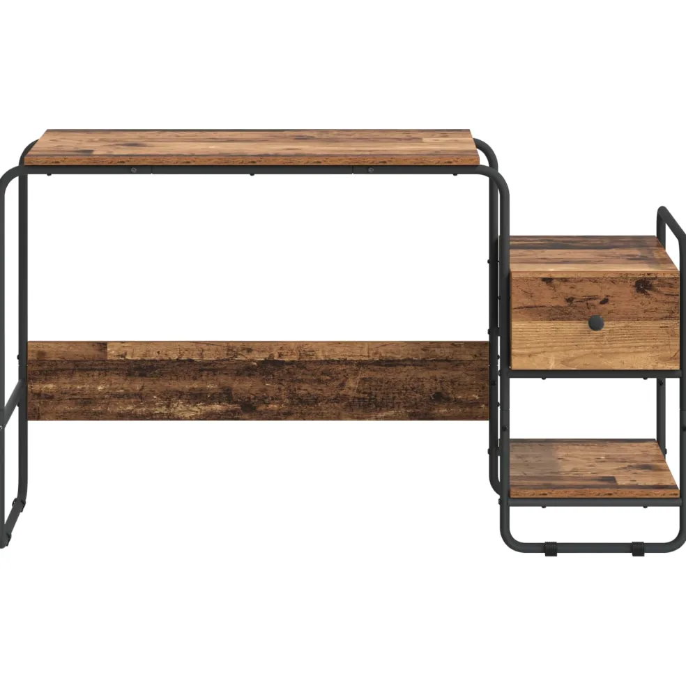 vidaXL Bureau met opbergruimte Oud hout 131,5 x 50 x 75,5 cm