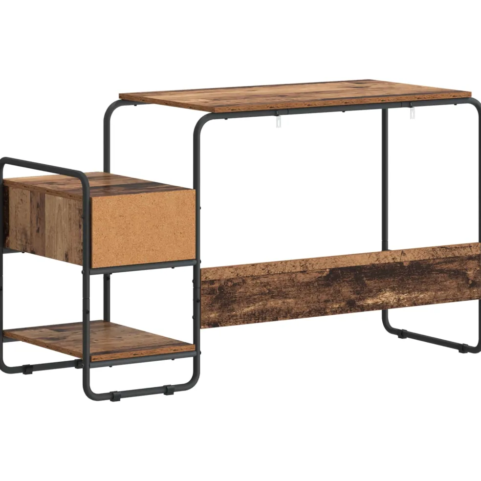 vidaXL Bureau met opbergruimte Oud hout 131,5 x 50 x 75,5 cm