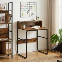 vidaXL Bureau met opbergruimte Gerookt eiken 60 x 50 x 91 cm