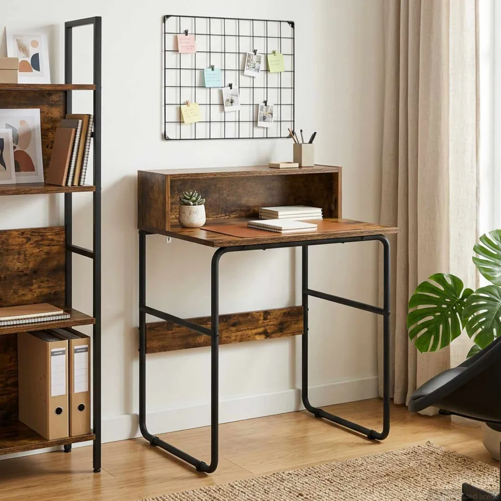 vidaXL Bureau met opbergruimte Gerookt eiken 60 x 50 x 91 cm