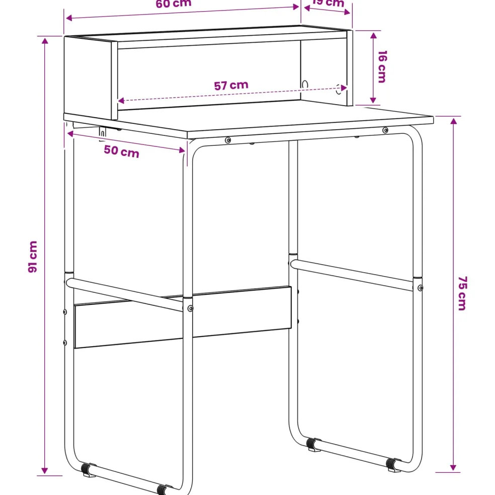 vidaXL Bureau met opbergruimte Gerookt eiken 60 x 50 x 91 cm
