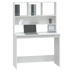 vidaXL Bureau met schappen 102x45x148 cm bewerkt hout wit