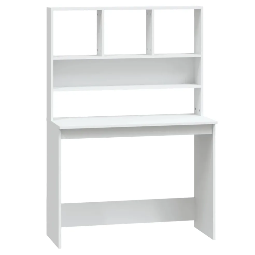 vidaXL Bureau met schappen 102x45x148 cm bewerkt hout wit
