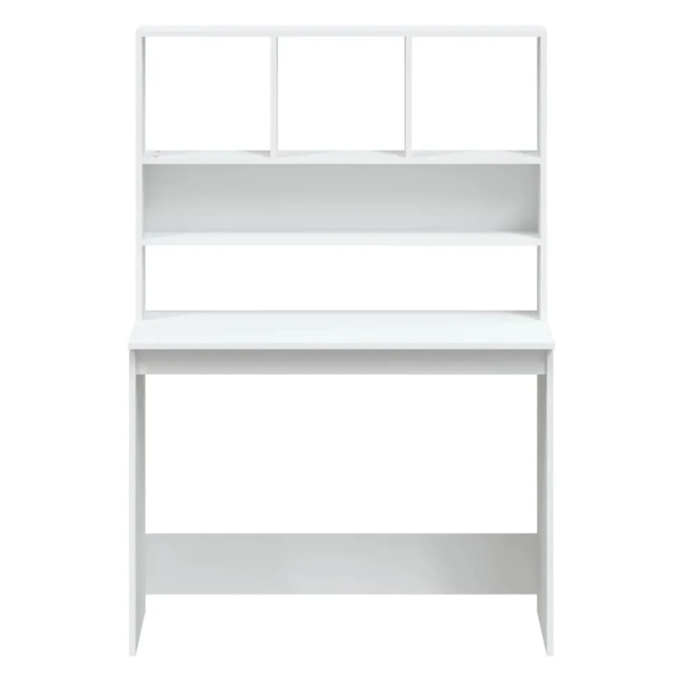 vidaXL Bureau met schappen 102x45x148 cm bewerkt hout wit