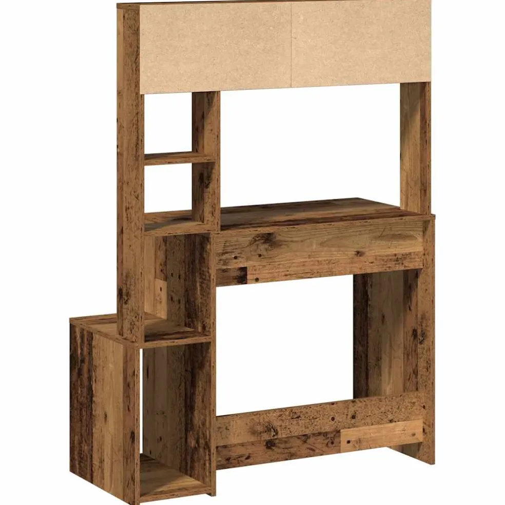 vidaXL Bureau met schappen 100x45x140 cm bewerkt hout oud houtkleurig