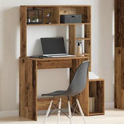 vidaXL Bureau met schappen 100x45x140 cm bewerkt hout oud houtkleurig