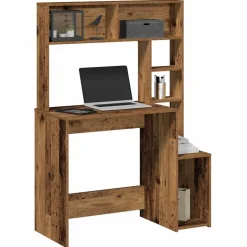 vidaXL Bureau met schappen 100x45x140 cm bewerkt hout oud houtkleurig