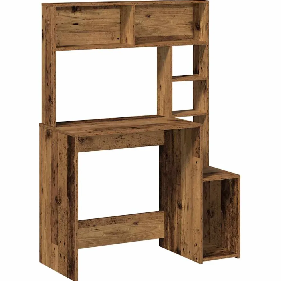 vidaXL Bureau met schappen 100x45x140 cm bewerkt hout oud houtkleurig