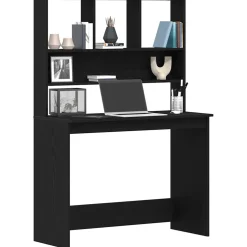 vidaXL Bureau met schappen 102x45x148 cm bewerkt hout zwart eikenkleur