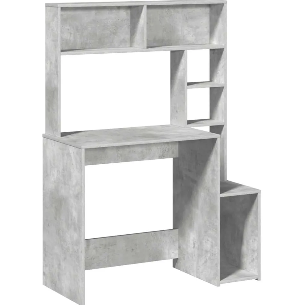 vidaXL Bureau met schappen 100x45x140 cm bewerkt hout betongrijs