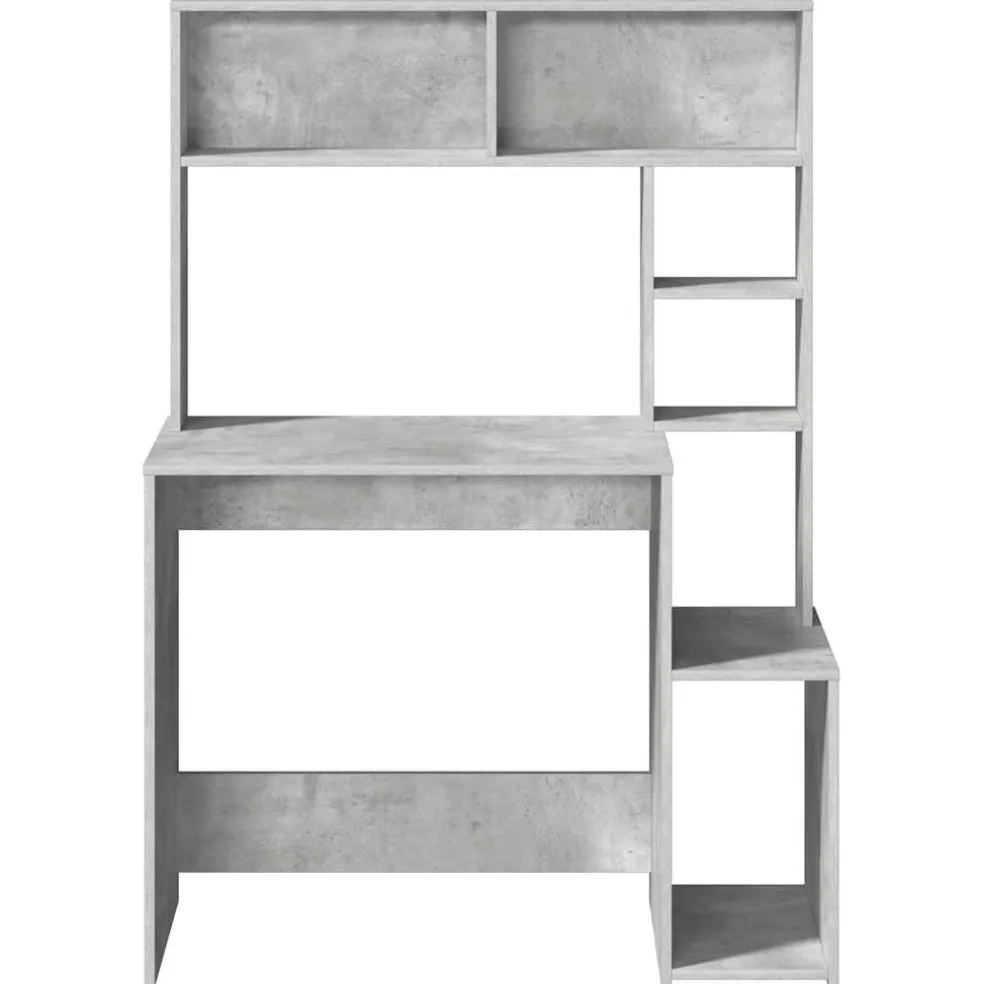 vidaXL Bureau met schappen 100x45x140 cm bewerkt hout betongrijs