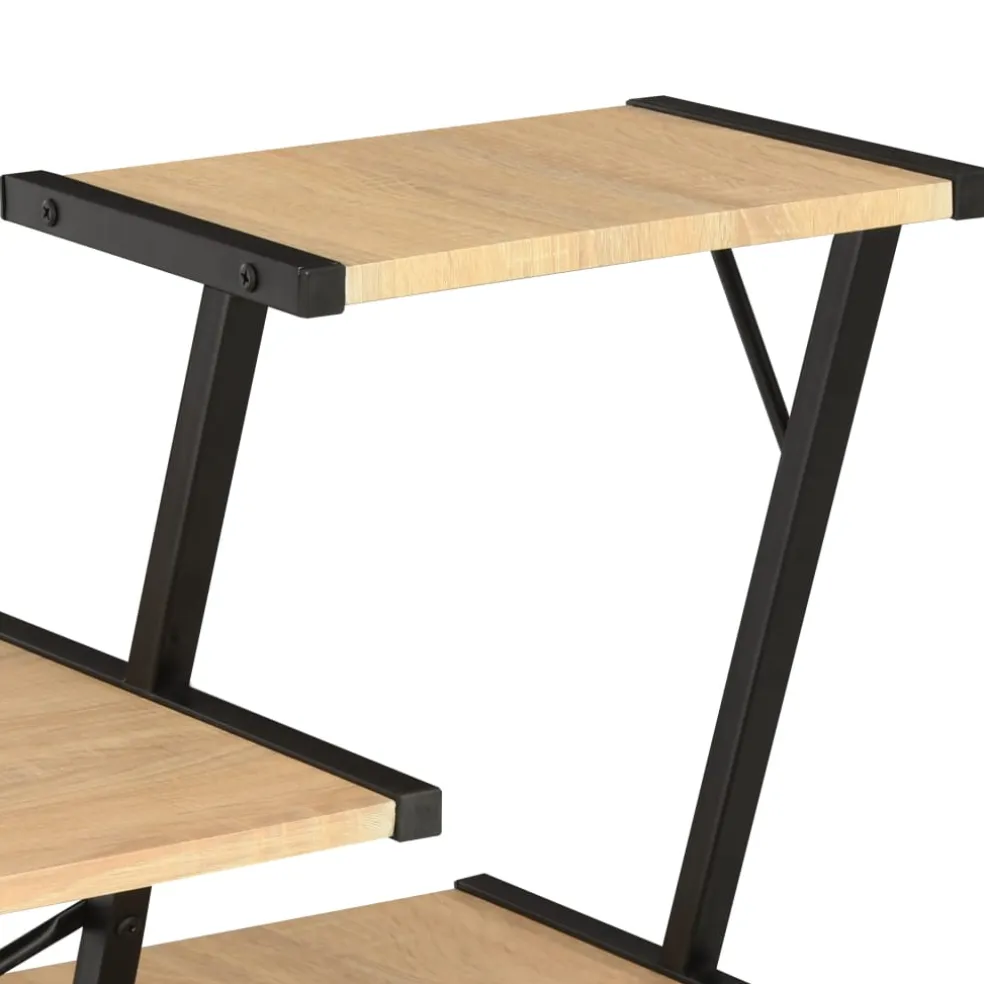 vidaXL Bureau met schap 116x50x93 cm zwart en eikenkleurig