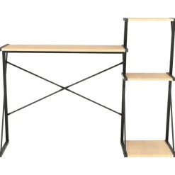 vidaXL Bureau met schap 116x50x93 cm zwart en eikenkleurig