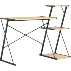 vidaXL Bureau met schap 116x50x93 cm zwart en eikenkleurig