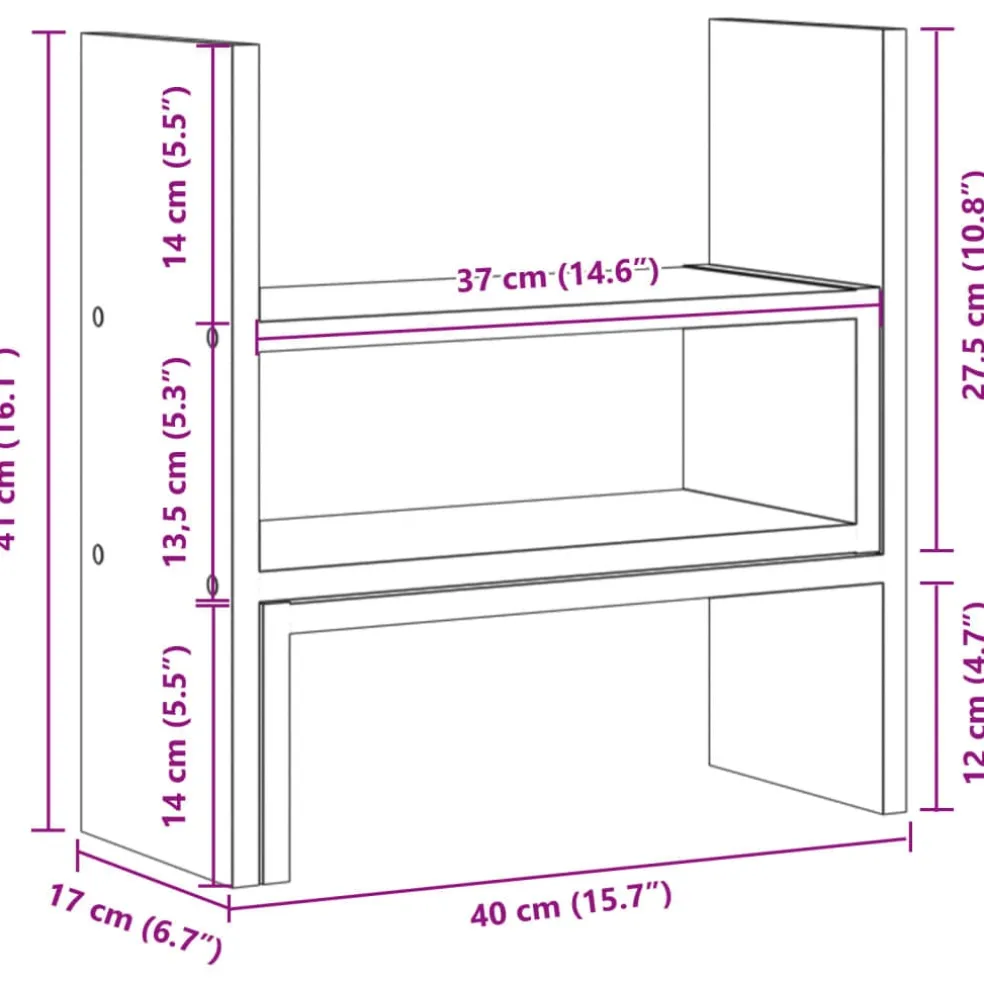 vidaXL Bureau organiser 40x17x41 cm bewerkt hout artisanaal eiken