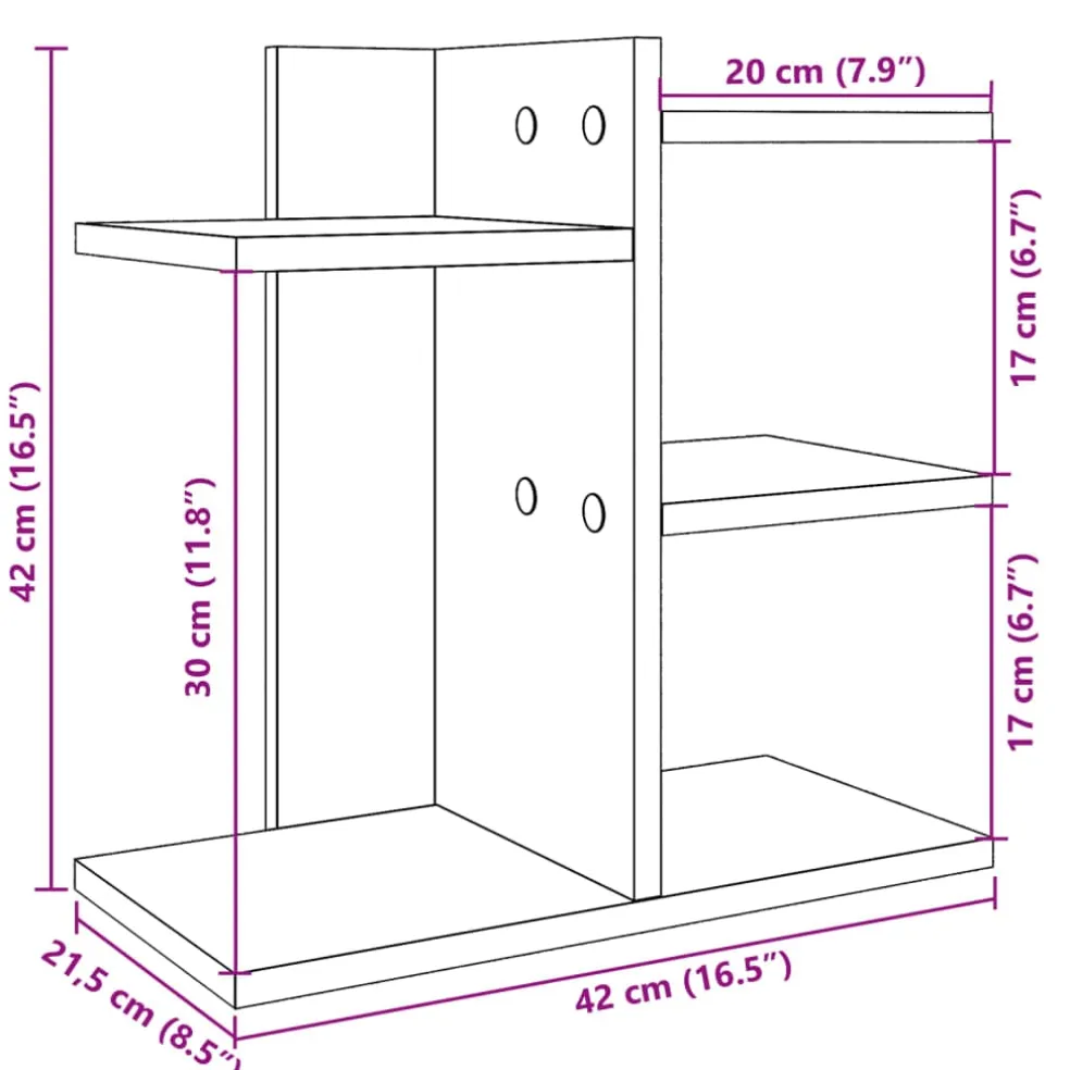 vidaXL Bureau organiser 42x21,5x42 cm bewerkt hout zwart