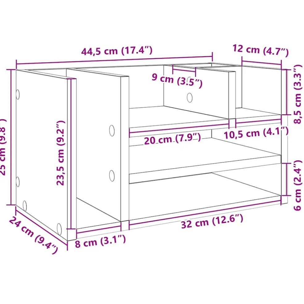vidaXL Bureau organiser 44,5x24x25 cm bewerkt hout wit