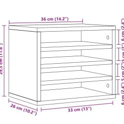 vidaXL Bureau organiser 36x26x29,5 cm bewerkt hout bruin eikenkleurig
