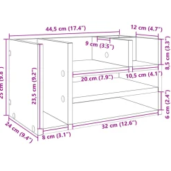 vidaXL Bureau organiser 44,5x24x25 cm bewerkt hout bruin eikenkleur