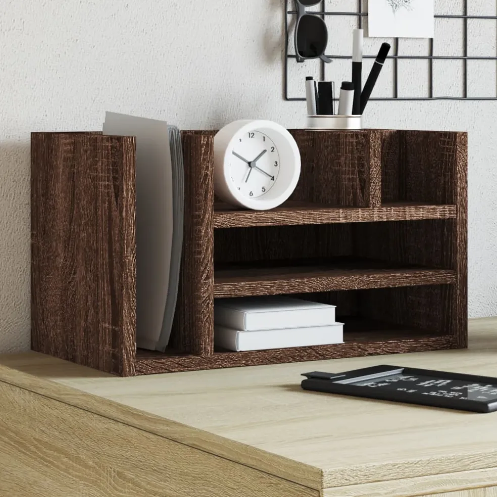 vidaXL Bureau organiser 44,5x24x25 cm bewerkt hout bruin eikenkleur