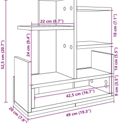 vidaXL Bureau organiser 49x20x52,5 cm bewerkt hout zwart